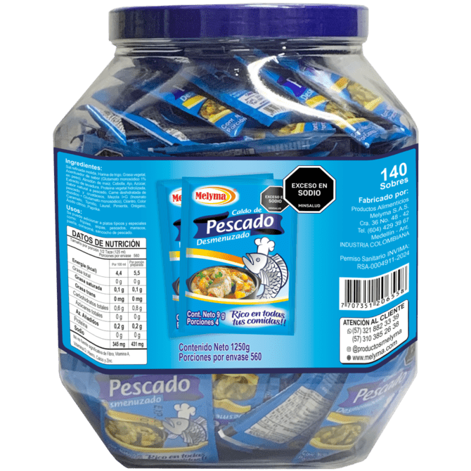 Caldo de Pescado 9 g x 140  Sobres x 1260 g