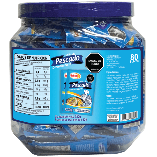 Caldo de Pescado 9 g x 80  Sobres x 720 g