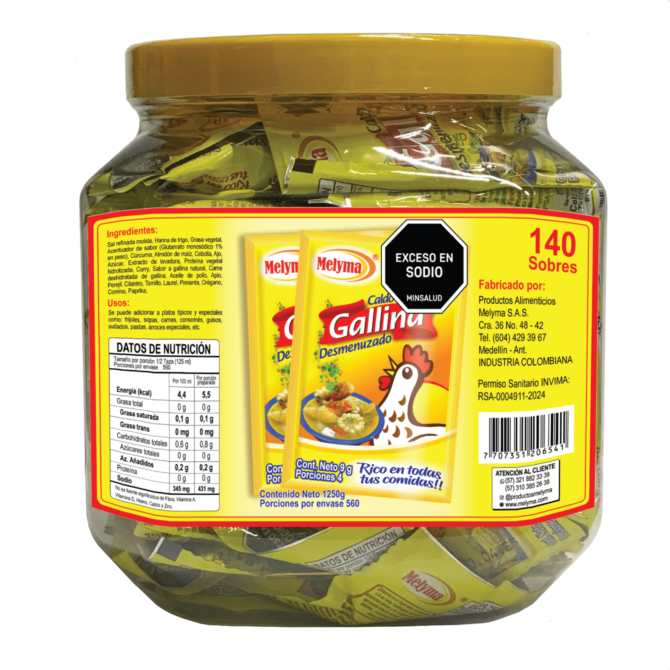 Caldo De Gallina 9 g x 140 Sobres x 1260 g