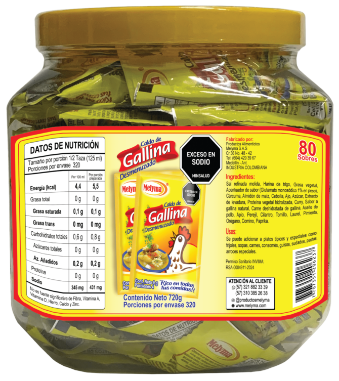 Caldo De Gallina 9 g x 80 Sobres x 720 g